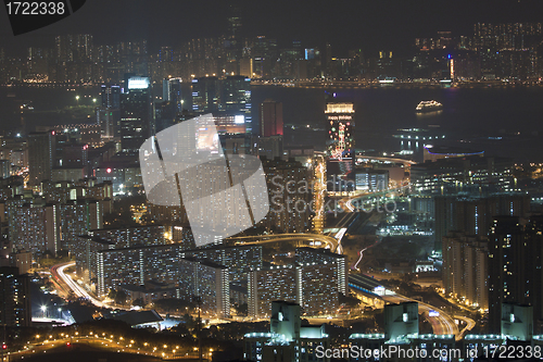 Image of Hong Kong downtown at night, Kowloon side.