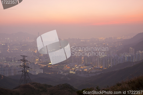 Image of Hong Kong downtown at sunset