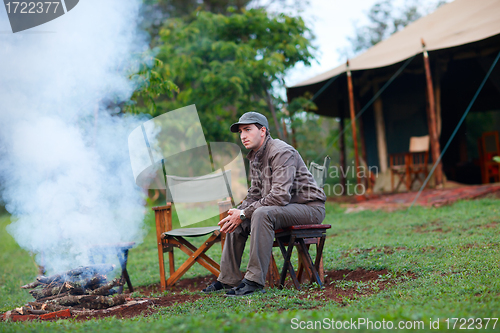 Image of Man on safari vacation