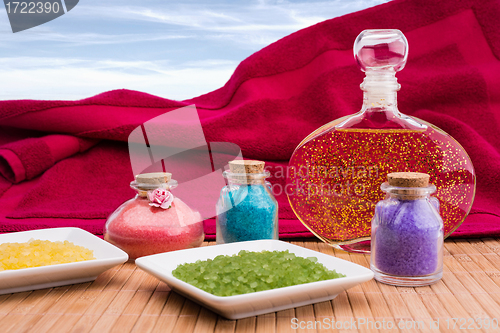 Image of Bath salt and essential oil.