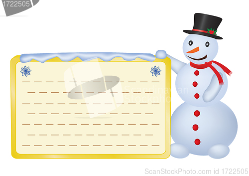 Image of snowman with greetings card