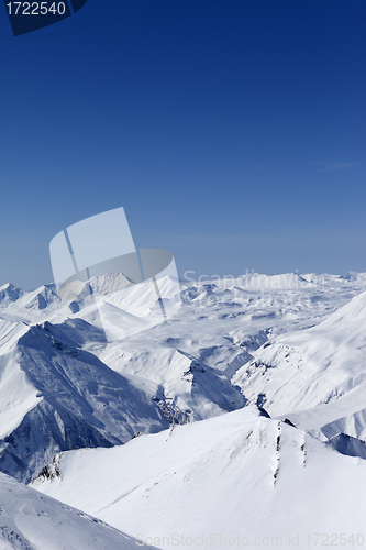 Image of Snowy mountains. Caucasus Mountains, Georgia