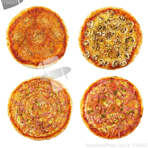 Image of four different pizzas