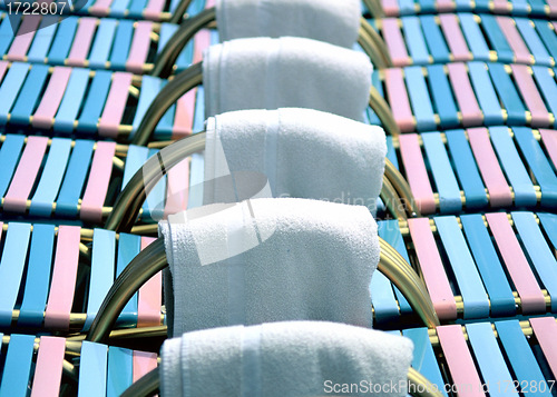 Image of Lounge chairs and towels.