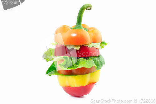 Image of Hamburger made of juicy peppers and lettuce