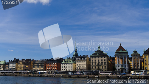 Image of Palaces of Stockholm old town facing the water