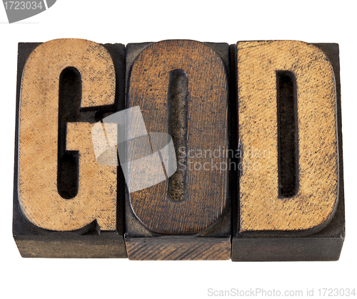 Image of God - word in wood type