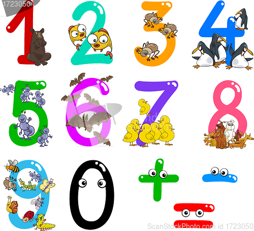 Image of numbers with cartoon animals