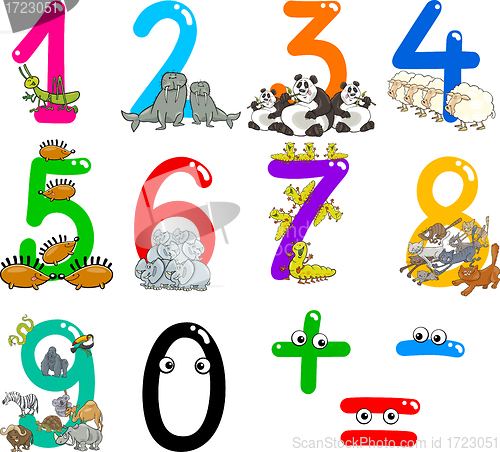 Image of numbers with cartoon animals