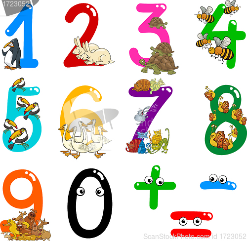 Image of numbers with cartoon animals