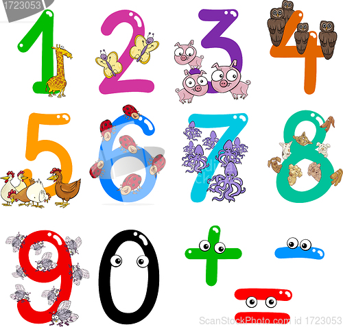 Image of numbers with cartoon animals