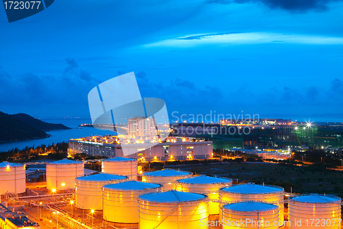 Image of gas tank at night