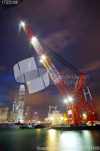 Image of lifting ship in hong kong harbour