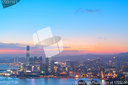 Image of sunset in hong kong city