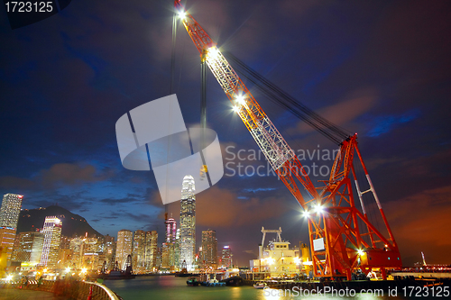 Image of lifting ship in hong kong harbour