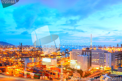 Image of Cargo Terminal and highways at sunset