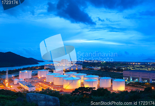 Image of gas tank at night