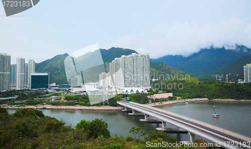 Image of downtown city and traffic bridge