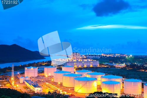 Image of gas tank at night