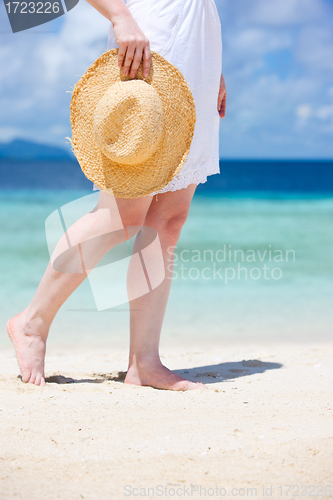 Image of Close up of woman at beach