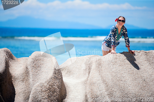 Image of Woman on vacation in Seychelles