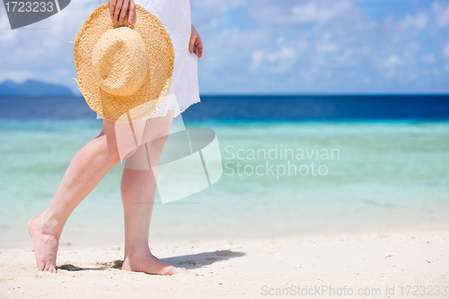 Image of Close up of woman at beach