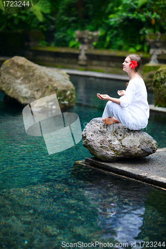 Image of Beautiful woman meditating