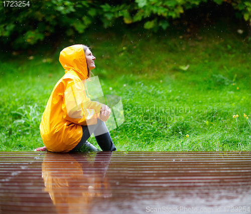 Image of Girl under rain