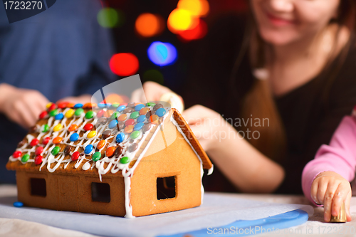 Image of Closeup of gingerbread house