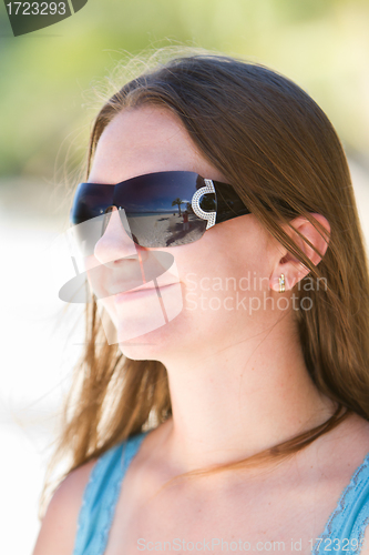 Image of Beautiful woman in sunglasses