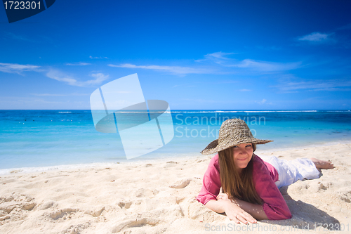 Image of Happy girl on beach