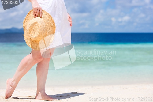 Image of Close up of woman at beach