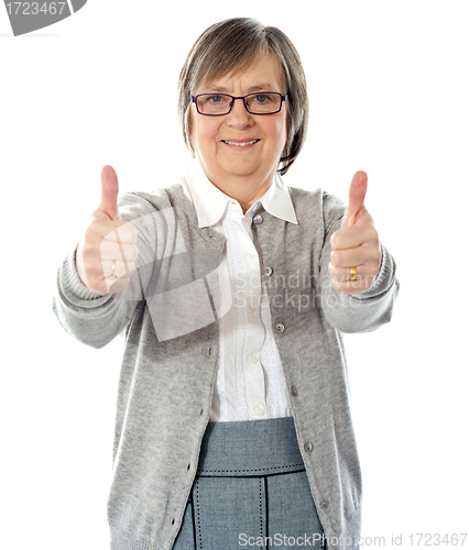 Image of Woman with double thumbs-up