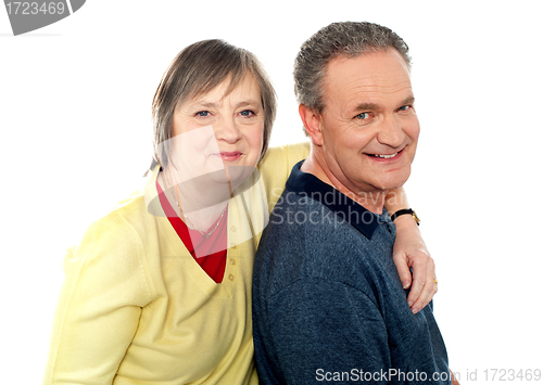 Image of Closeup portrait of loving elderly couple