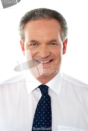 Image of Smiling senior corporate man. Closeup