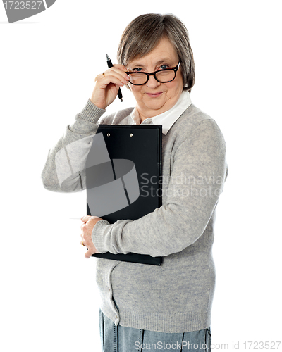 Image of Corporate woman looking at you