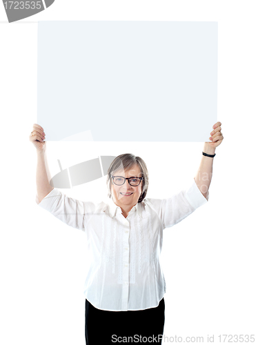 Image of Woman with blank billboard over her head