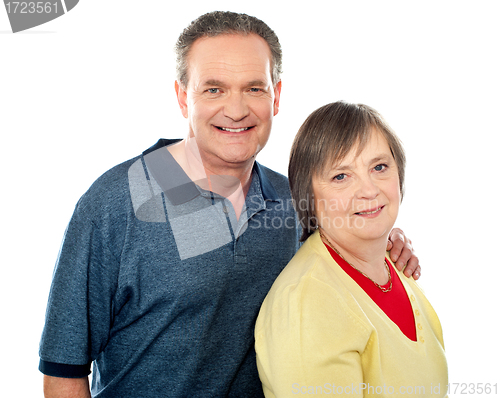 Image of Portrait of an aged smiling couple