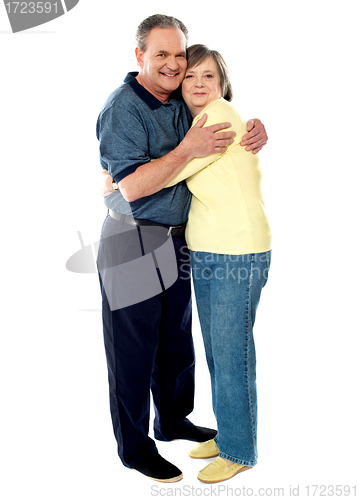 Image of Portrait of happy couple hugging