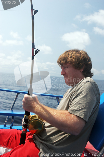 Image of Man deep sea fishing