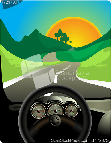 Image of Driving on long road