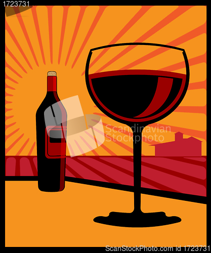 Image of Wine glass and bottle