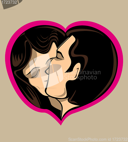 Image of Couple kissing in love heart