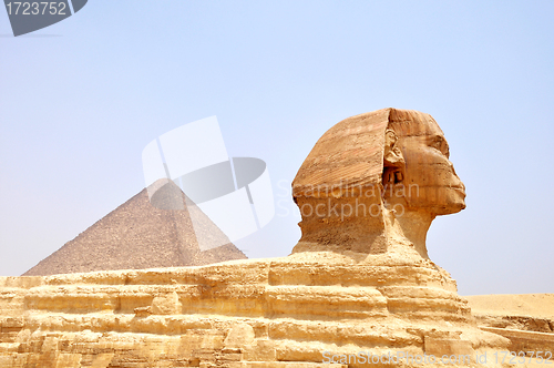 Image of Sphinx and pyramid in Cairo,Egypt