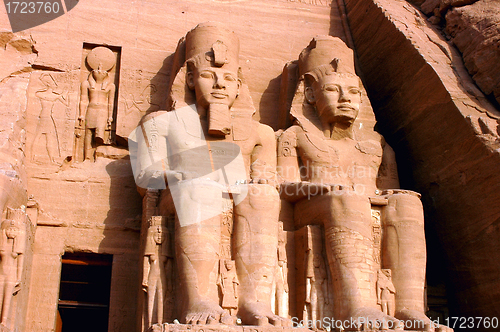 Image of Landmark of the famous Ramses II statues at Abu Simbel in Egypt