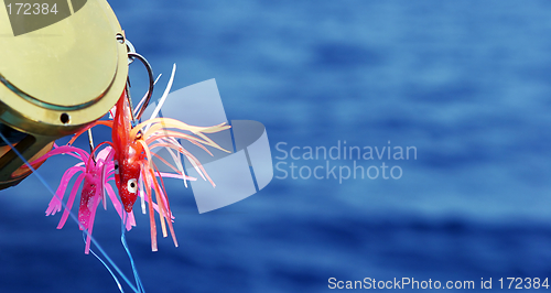 Image of Deep sea fishing lures - copy space