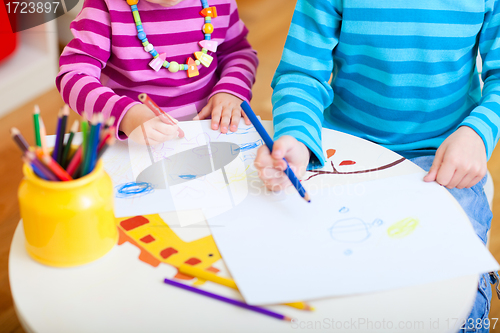 Image of Kids drawing closeup