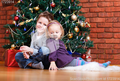 Image of Two kids at Christmas