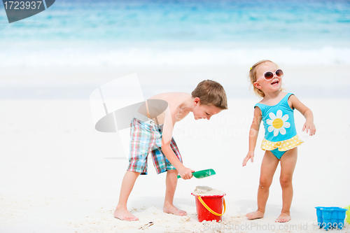 Image of Kids playing with beach toys
