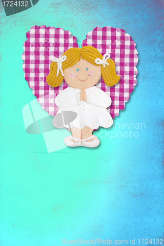 Image of First Holy Communion Invitation Card, cute blond girl